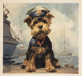 Vintage dog in sailor Uniform