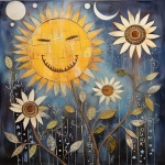 Smiling Sunflower Whimsical Poster