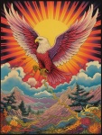 Ilustração de raio de sol de águia retrô