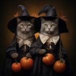 Gatos Brujos De Halloween