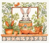 Garden rabbit calendar art