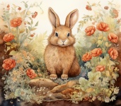 Art de calendrier de lapin floral