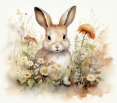 Art de calendrier de lapin floral
