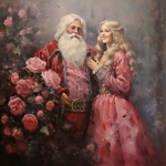 Santa Claus with Pink Roses