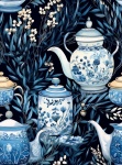 Blue white pottery seamless pattern