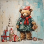 Vintage Christmas Teddy Bear