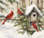 Rode kardinalen op brievenbus