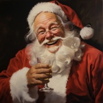 Weihnachtsmann genießt Wein