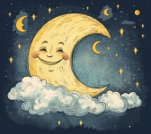 Vintage smiling half moon