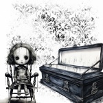 Halloween zombie girl coffin