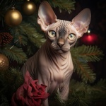 Gato esfinge navideño