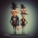 Two cartoon character men