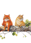 Cats sitting on a branch art png