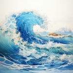 Ocean Curl Watercolor Art