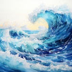 Ocean Curl Watercolor Art