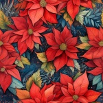 Red Poinsettia Seamless pattern