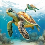 Zeeschildpad aquarel