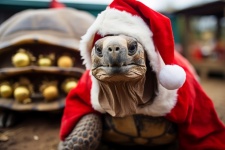 Schildkröte mit Weihnachtsmütze