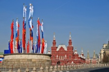 Victory day flags on tsar&039;s podium