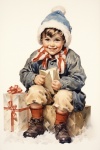 Cartolina di Natale vintage per bambini