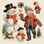 Vintage kerstkunststickers
