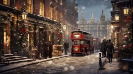 Vintage Christmas street in London