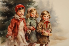 Vintage Kids at Christmas