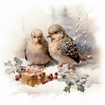 Arte do calendário de pássaros de invern