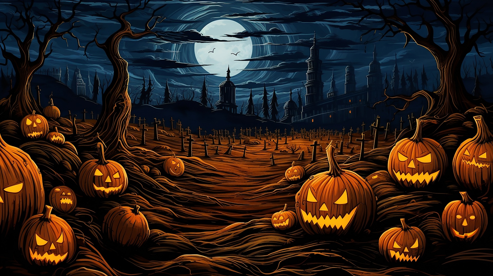 Halloween Pumpkins Night Illustration Free Stock Photo - Public Domain ...