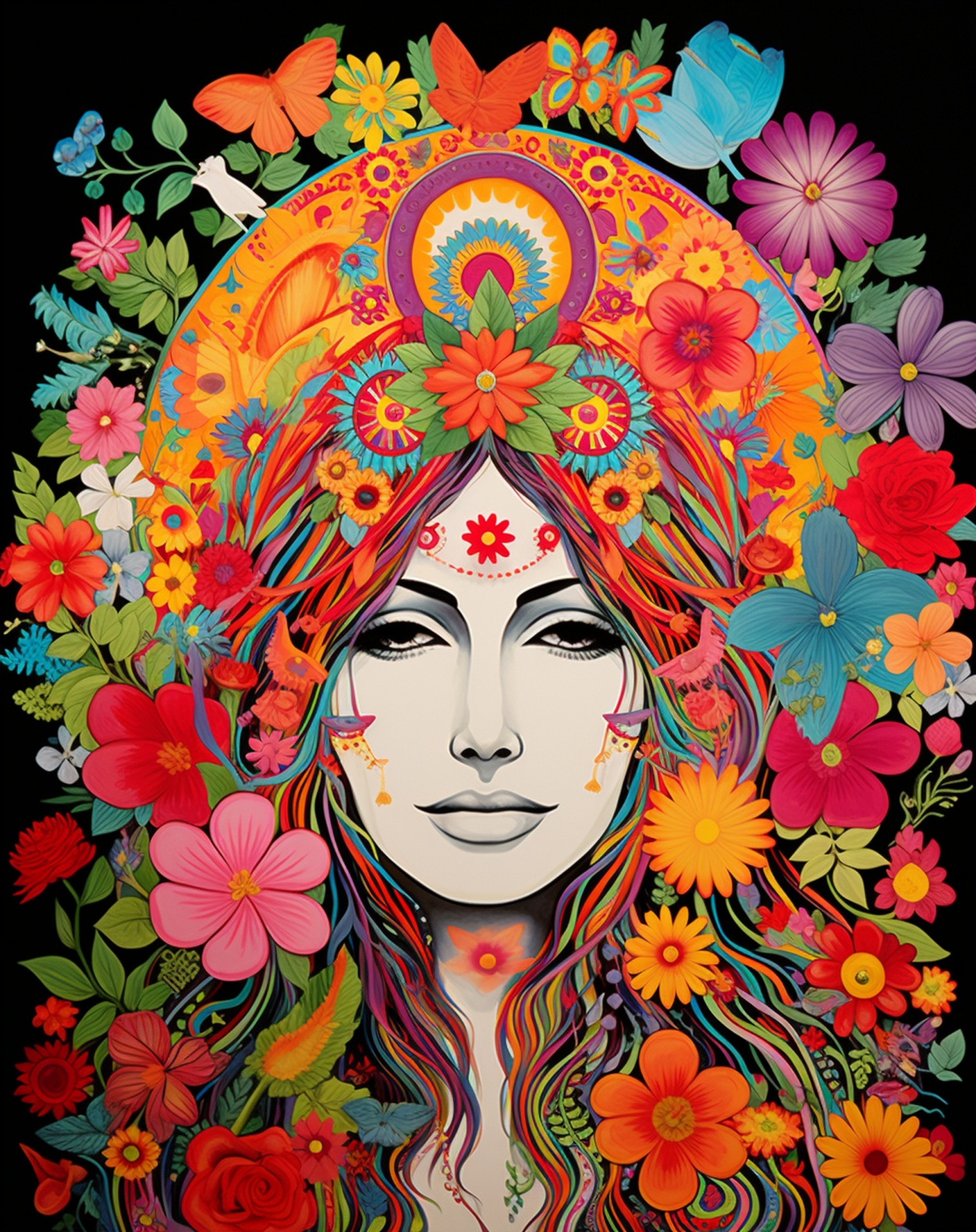 Hippie Woman Flower Power Free Stock Photo - Public Domain Pictures