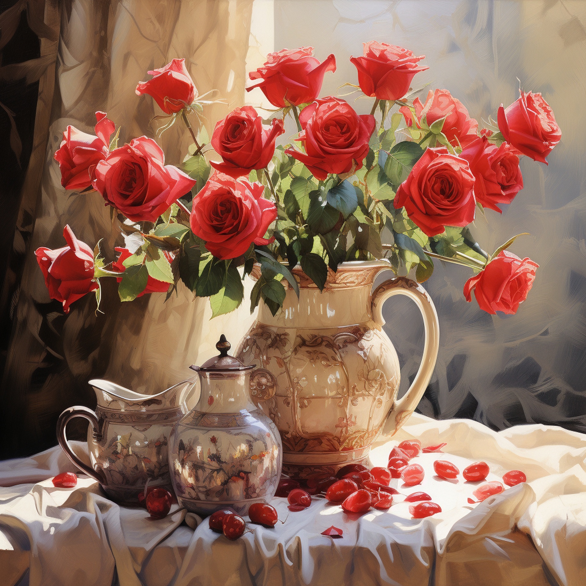 Red Roses In A Pitcher Free Stock Photo - Public Domain Pictures