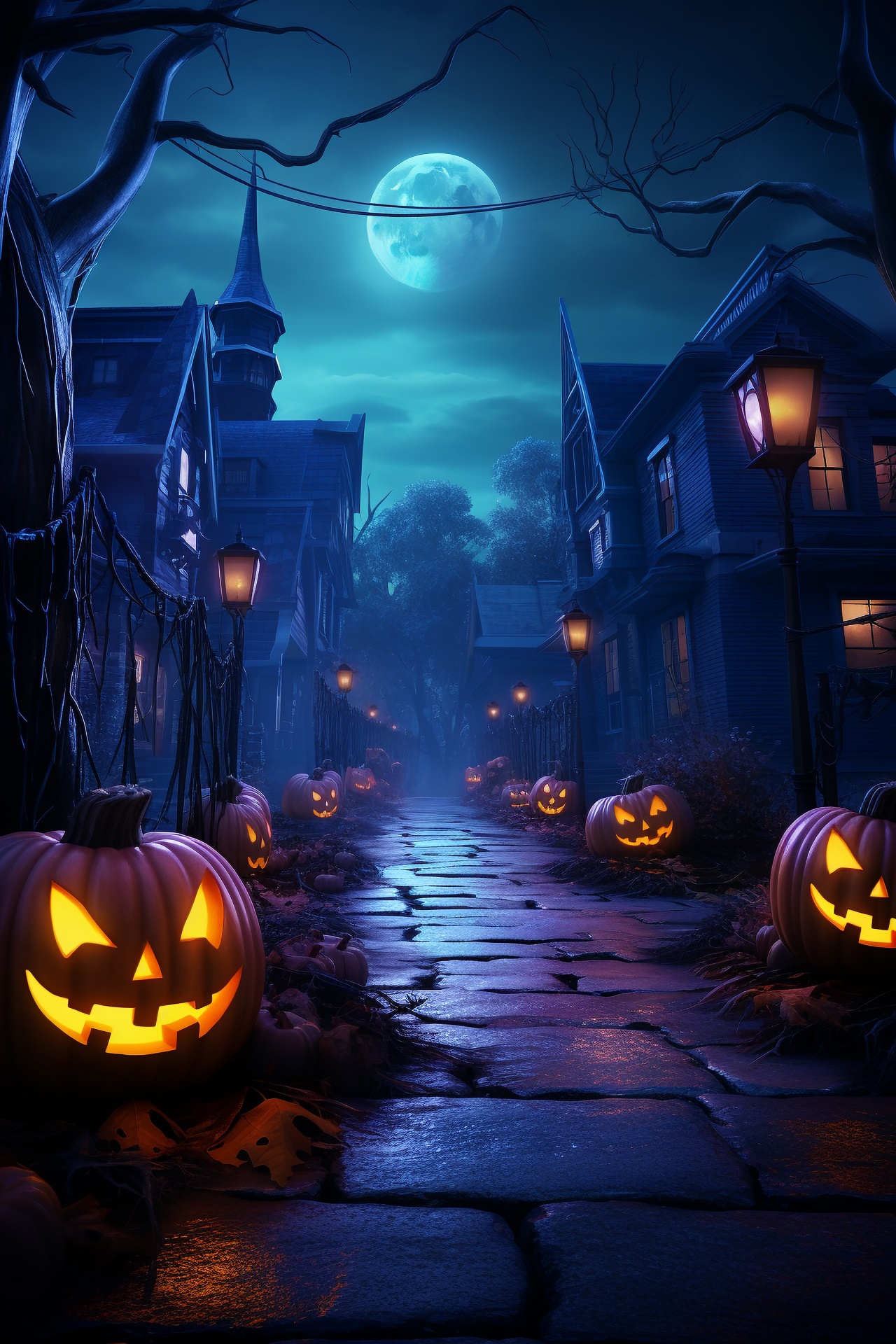 Spooky Halloween Street Free Stock Photo - Public Domain Pictures