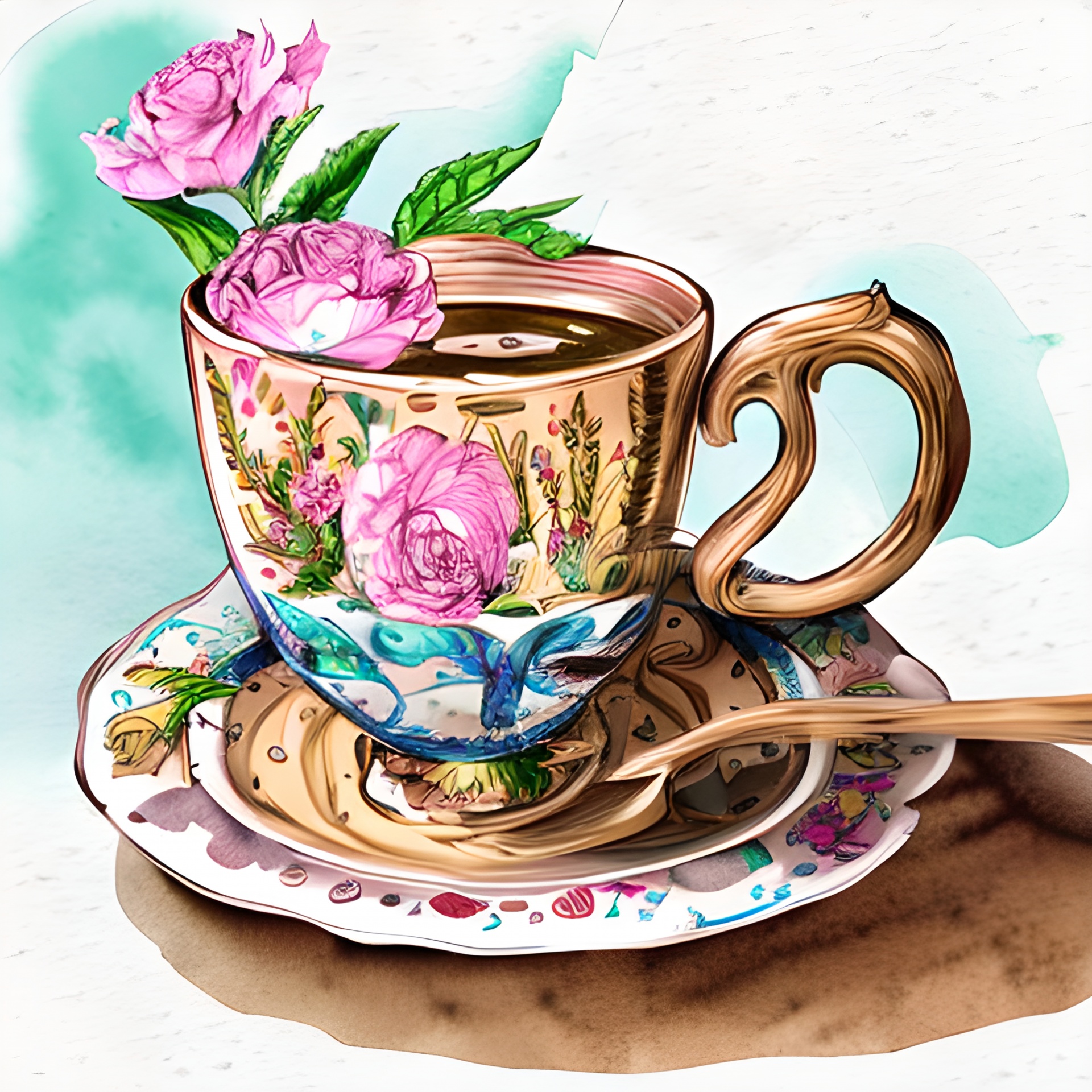 Vintage Floral Teacup Art Free Stock Photo - Public Domain Pictures