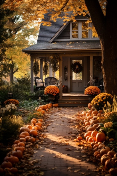 Autumn Decorated House Free Stock Photo - Public Domain Pictures