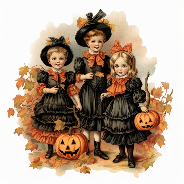 Vintage Halloween Children Art Free Stock Photo - Public Domain Pictures