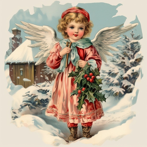 Vintage Christmas Girl Angel Free Stock Photo - Public Domain Pictures