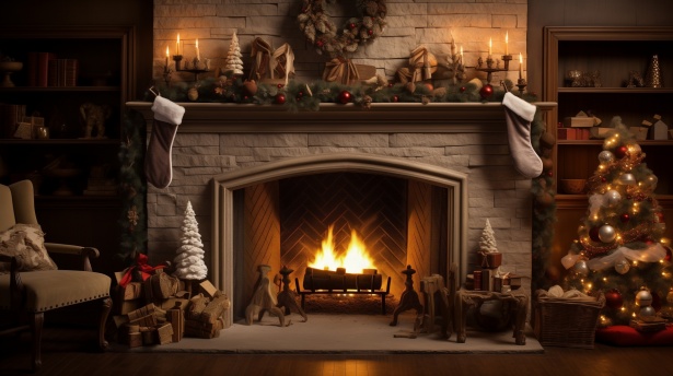 Vintage Christmas Fireplace Free Stock Photo - Public Domain Pictures