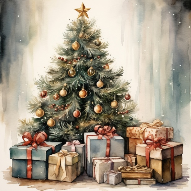 Рождественская елка акварелью Бесплатная фотография - Public Domain Pictures