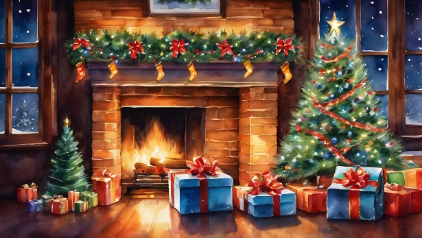 Christmas Fireplace Background Free Stock Photo - Public Domain Pictures