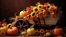 Autumn decorated cart