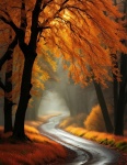 Autumn Road Through Trees
