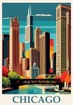 Chicago Vintage Travel Poster