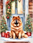 Chow Chow Dog Christmas Card