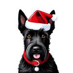 Câine Terrier scoțian de Crăciun