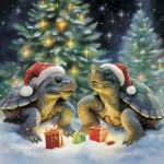 Art de vacances des tortues de Noël