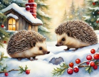 Cute Hedgehog Christmas Card