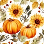Flower and pumpkin seamless pattern