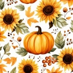 Flower And Pumpkin Seamless Pattern