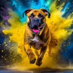 Dog, Bullmastiff, splashing paint
