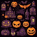 Halloween Icon Symbols Pattern